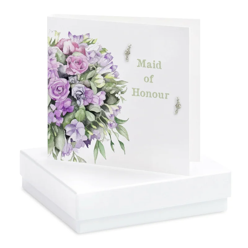 Sterling Silver Stud Earrings - Maid of Honour Gift - Boxed Gift Card