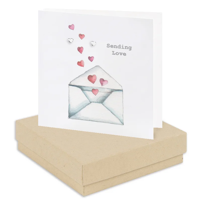 Boxed Sterling Silver Heart Stud Earrings - Handcrafted Card Included