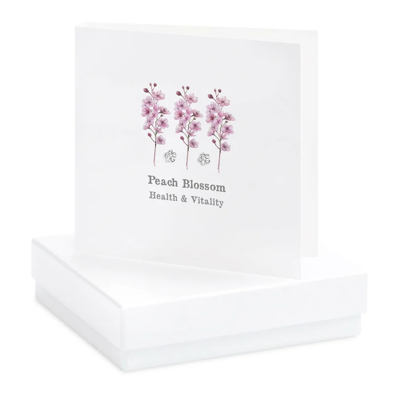 Sterling Silver Stud Earrings - Peach Blossom Card - Boxed for Convenience