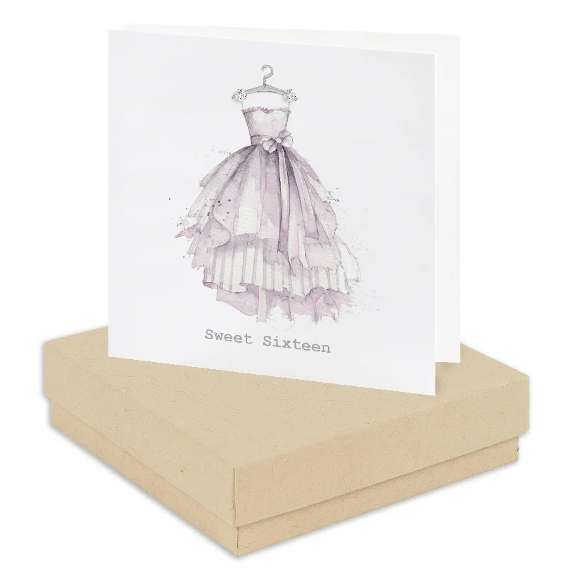 Sweet Sixteen Dress with Sterling Silver Stud Earring Card - Perfect Gift for a Young Lady