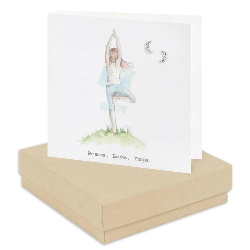 Sterling Silver Stud Earrings on a Boxed Card - Perfect for Yoga Lovers