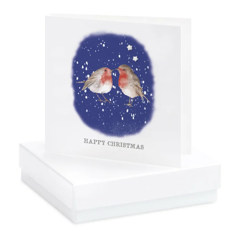 Sterling Silver Star Stud Earring Christmas Robin  Card - Christmas Boxed Gift