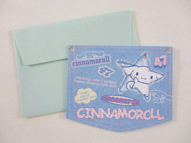 Cute Kawaii HTF Collectible Sanrio Cinnamoroll Mini Gift Message Card 2005 - Small Writing Note Envelope Set Stationery