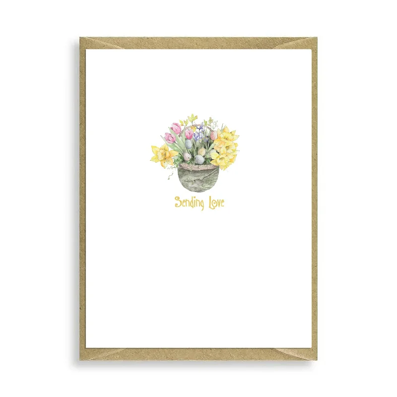 Daffs in a Pot Sending Love Mini Card