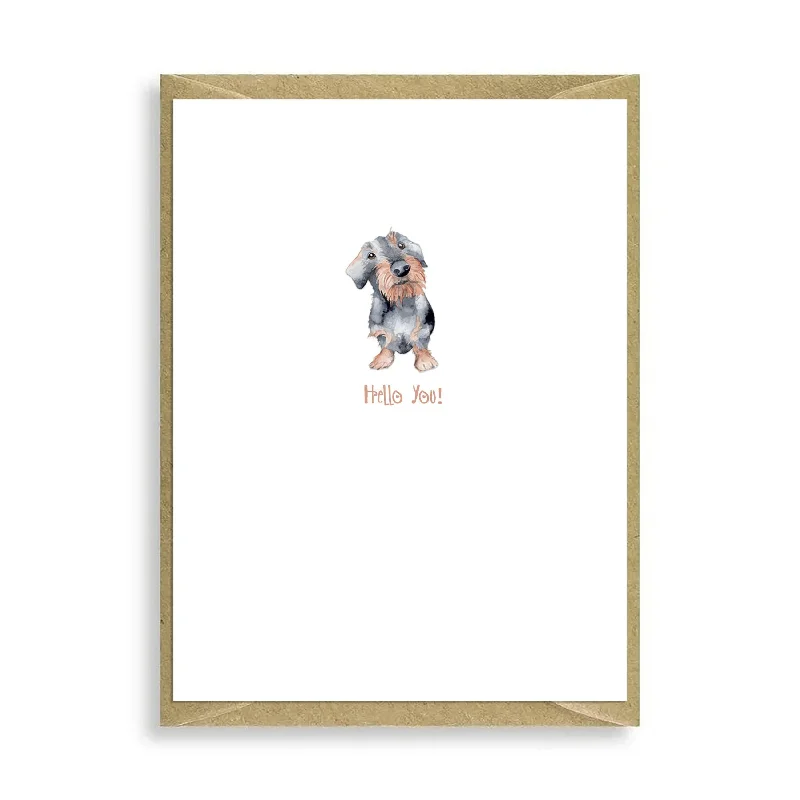 Hairy Dachshund Hello You Mini Card