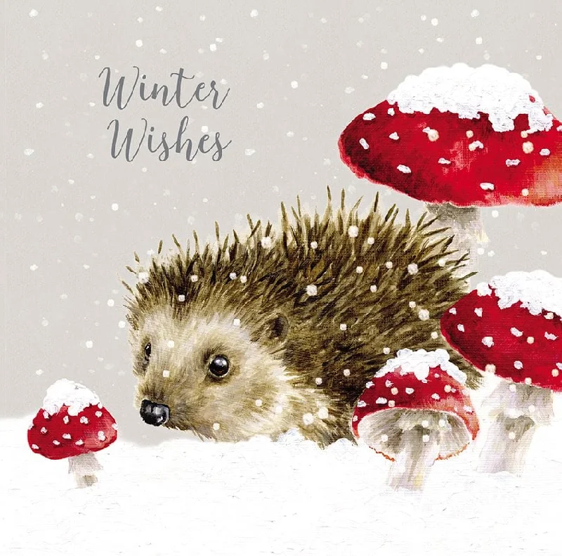 Hedgehogs with Toadstools 8 Luxury Christmas Cards