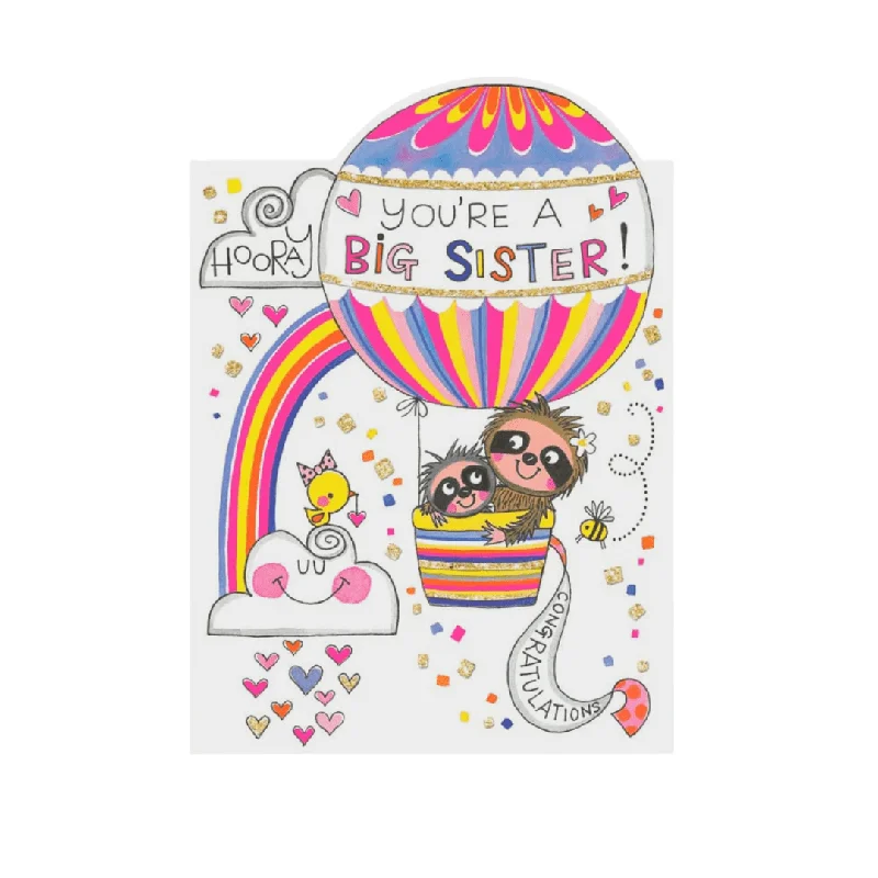 Hooray You're A Big Sister Sloth Design Card