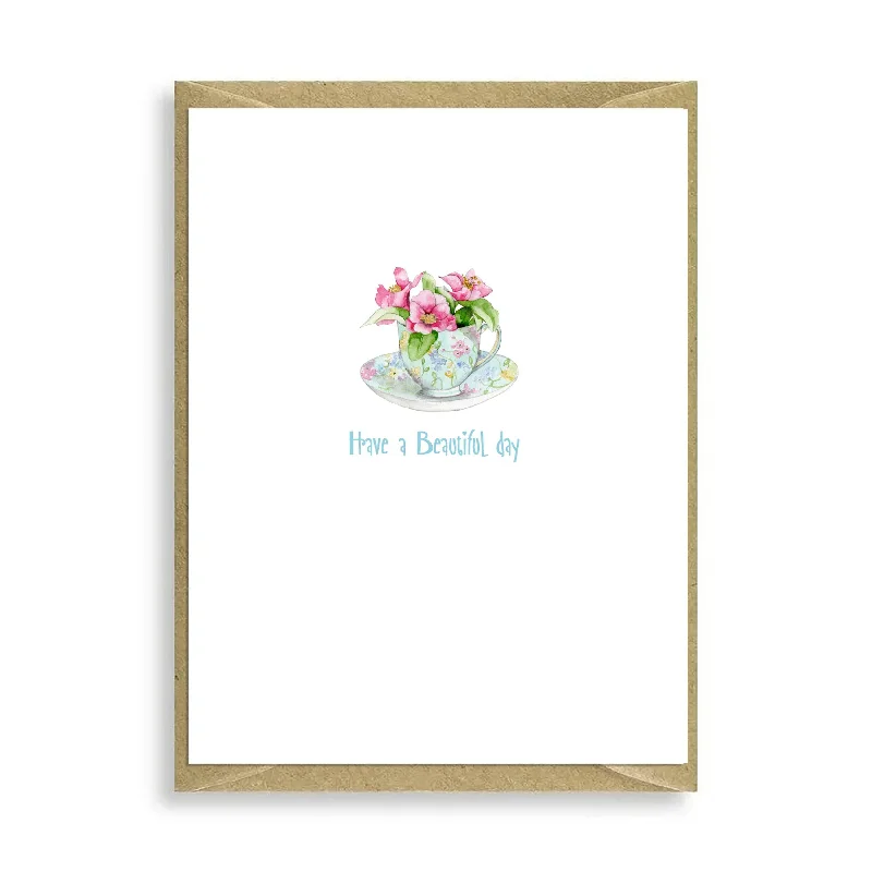 Teacup and Flowers Mini Card