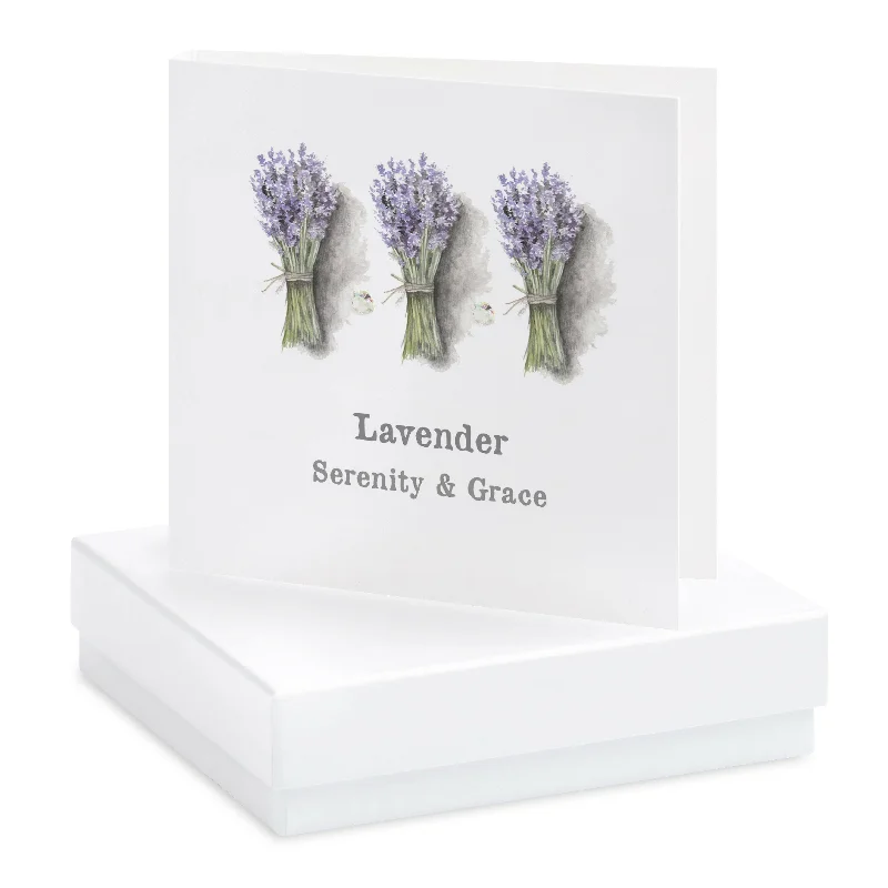 Lavender Card with Sterling Silver Stud Earrings on - Boxed Card - Handcrafted Delicate Accessories