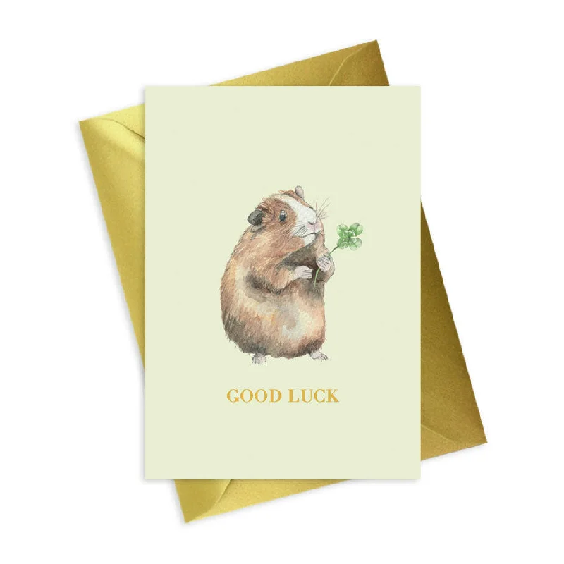 Good Luck Guinea Pig A6 Foiled Greeting Card - Animal Collection