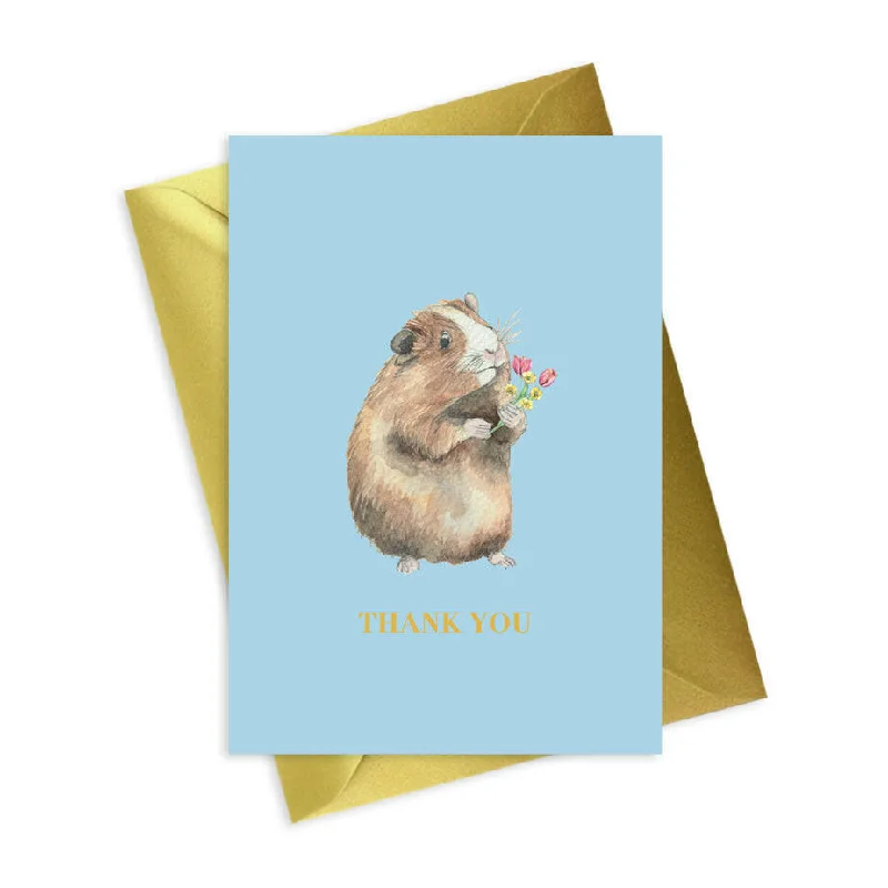 Guinea Pig Thank You A6 Foiled Greeting Card from our Animal Collection