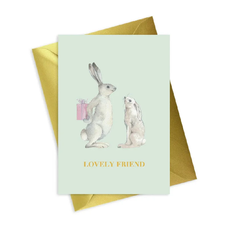 Adorable Hare Foiled A6 Greeting Card - Perfect for Your Lovely Friend