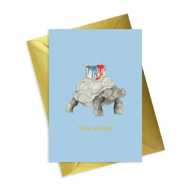 New Home Tortoise A6 Foiled Greeting Card  Animal Collection