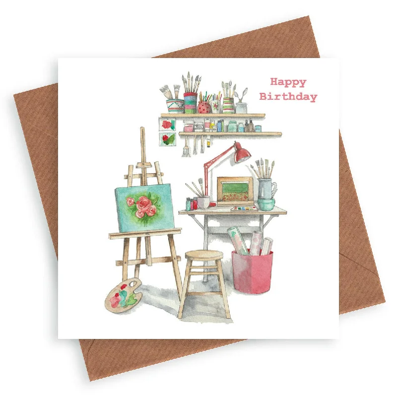 Art Studio Happy Birthday Greeting Card