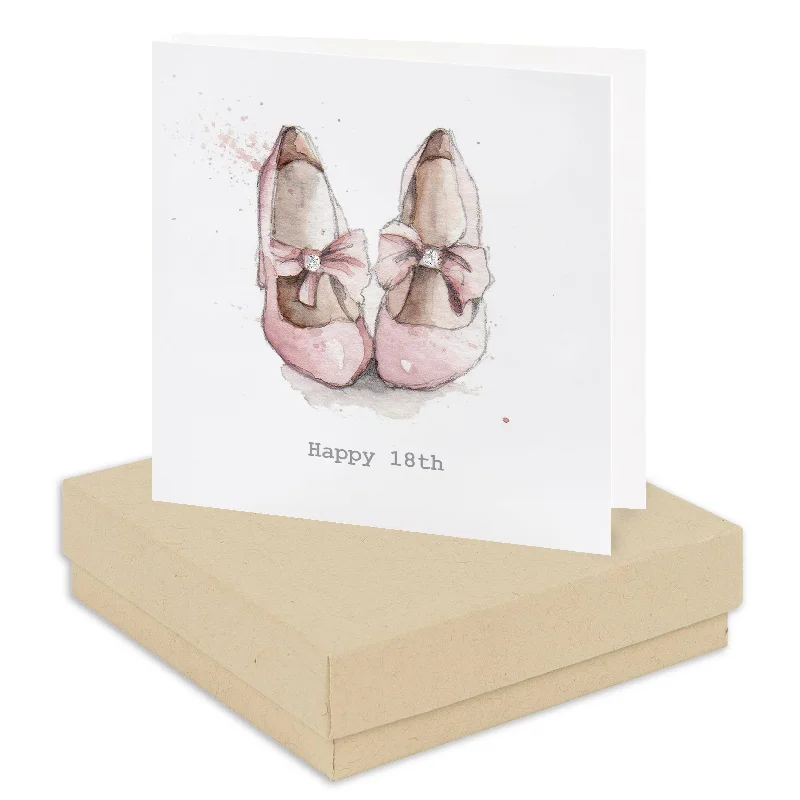 Sterling Silver Stud Earrings on Party Shoes Card Design - Perfect for Turning 18 -