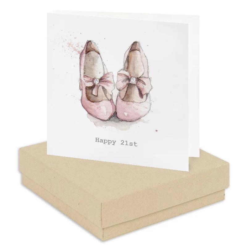 21st Birthday Sterling Silver Stud Earrings on Card - Perfect for Happy Party Feet