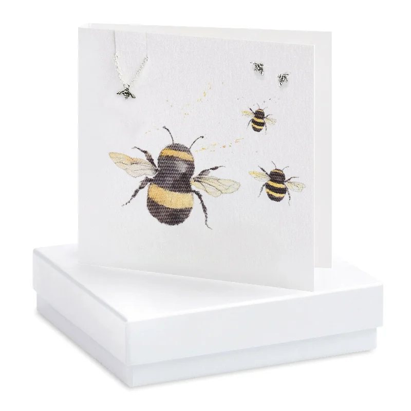 Boxed Bee Sterling Silver Necklace & Earring Card