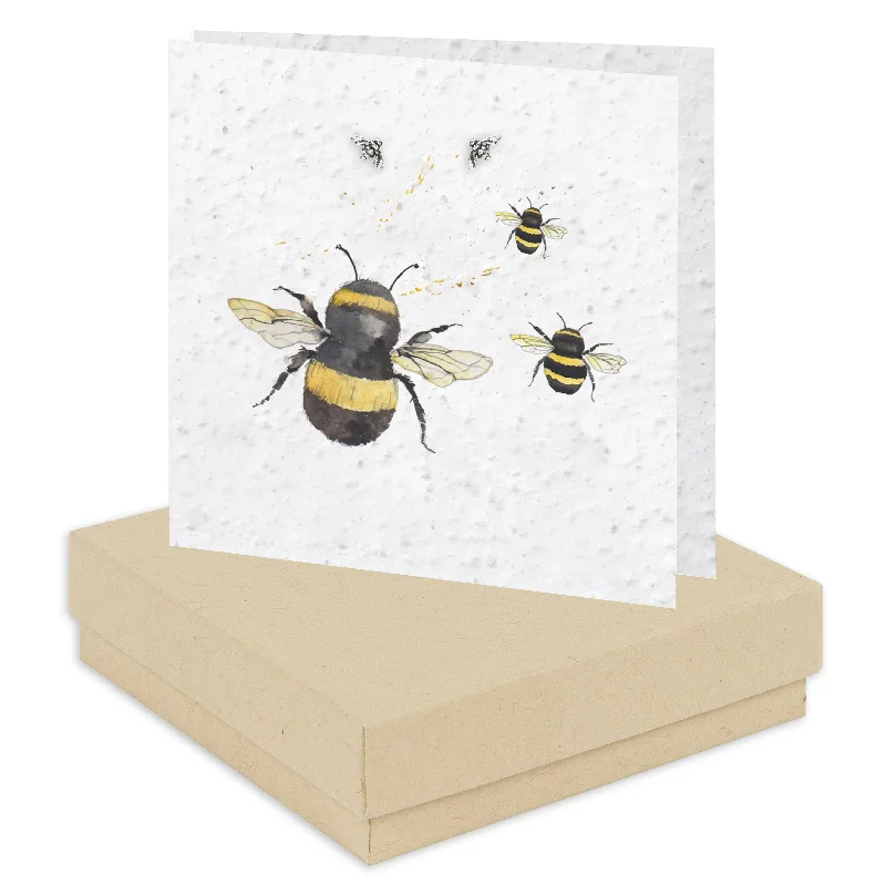 Sterling Silver Bee Stud Earrings on Plantable Seed Card - Eco-Friendly Gift