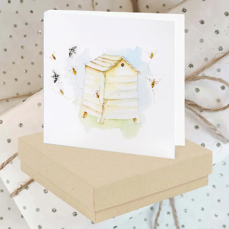 Sterling Silver Bee Stud Earrings in Boxed Card - Handcrafted Gift for Her