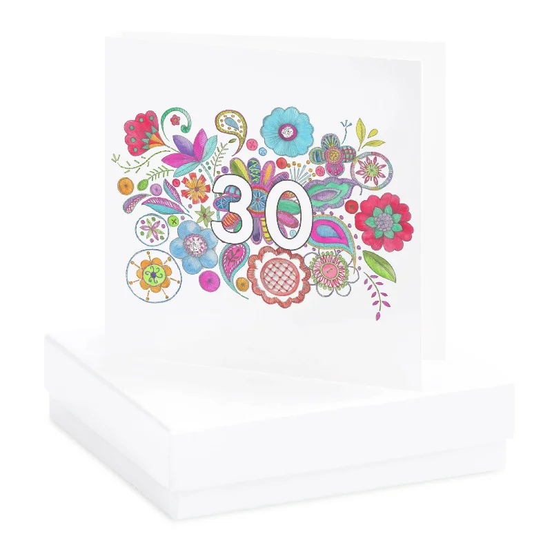 Stylish Boho 30th - Stud Earrings on Sterling Silver Card - Perfect for Gifting