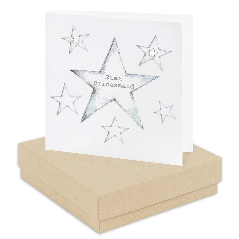 Boxed Star Bridesmaid Star Stud Earrings - Sterling Silver Card Set