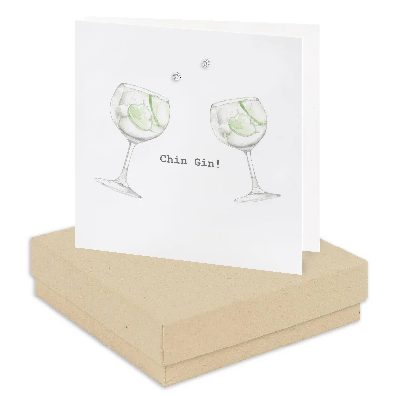 Sterling Silver Stud Earring Card - Elegant Gin Gift