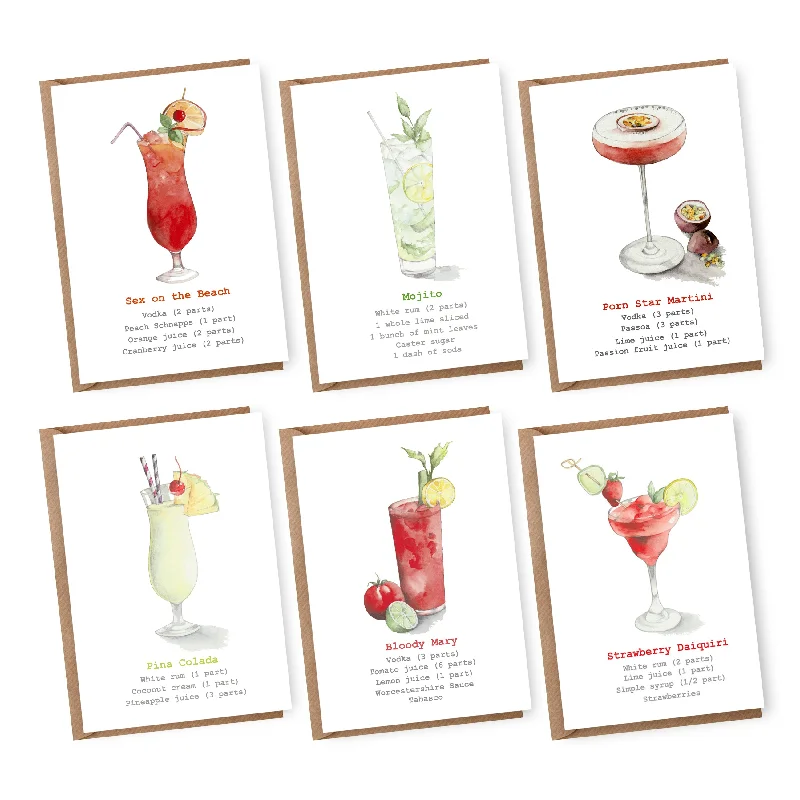 Boxed Assorted Cocktail Recipe of A6 Cards