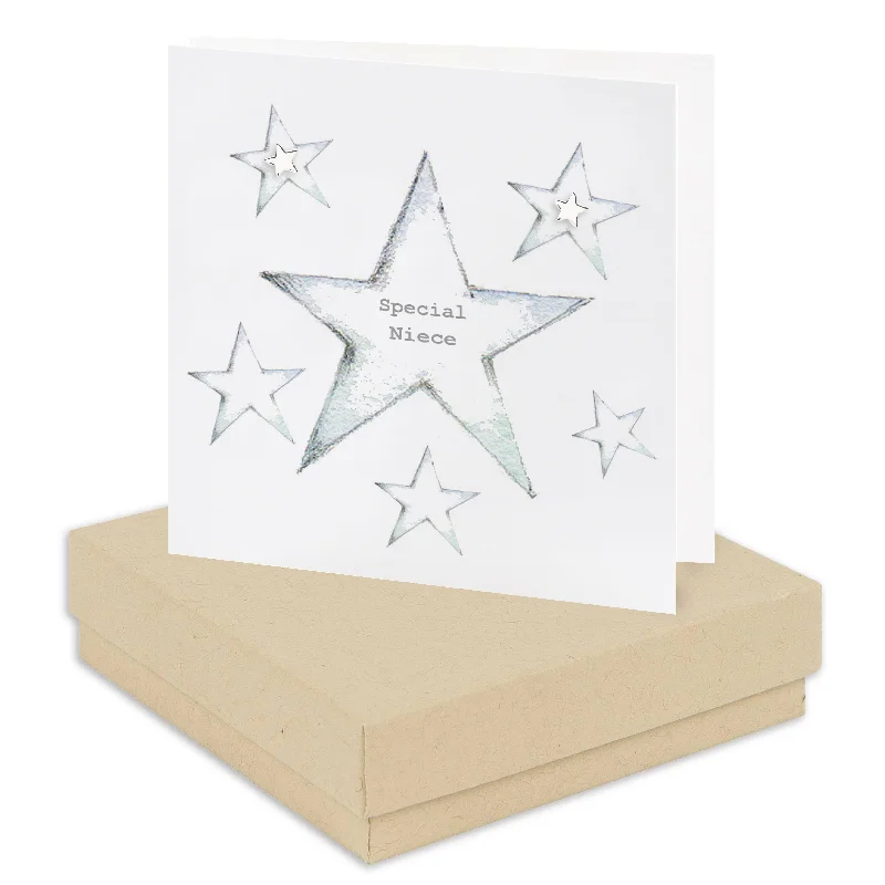 Sterling Silver Star Earrings on Boxed Card - Perfect Gift for Special Niece