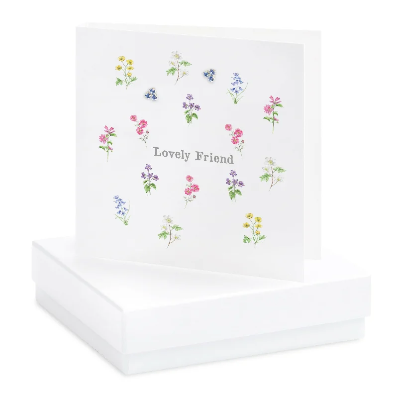 Sterling Silver Stud Earring - Boxed Floral Friend Card - Elegant Gift for Her