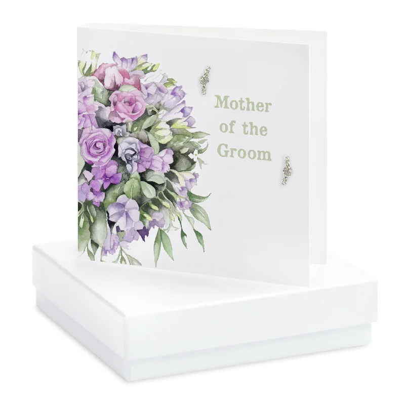 Floral Mother of the Groom Sterling Silver Stud Earrings - Boxed Gift Card Included