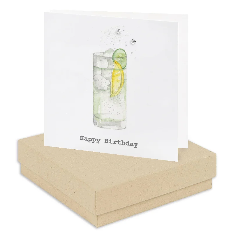 Sterling Silver Stud Earrings on  Gin and Tonic Birthday Card - Unique Gift for Gin Lovers