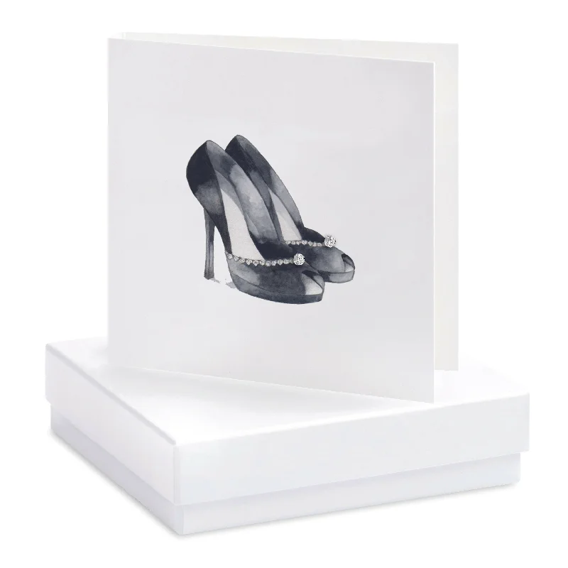 Sterling Silver Crystal Stud Earrings on a Boxed High Heels Card - Elegant and Stylish