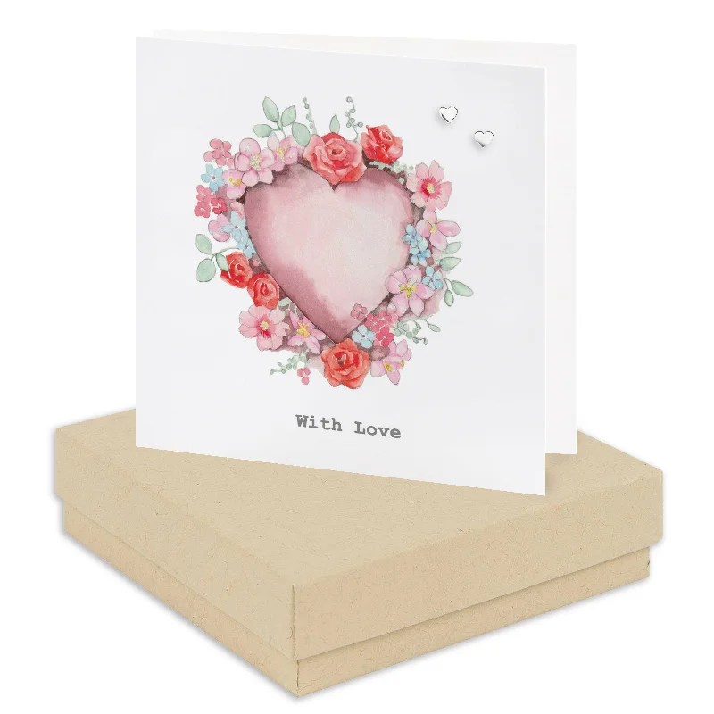 Sterling Silver Love Heart Stud Earrings on Boxed Card - Perfect Gift for Her