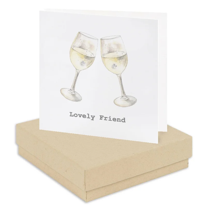 Sterling Silver Stud Earrings - Lovely Friend Wine Card - Handcrafted Gift for Her