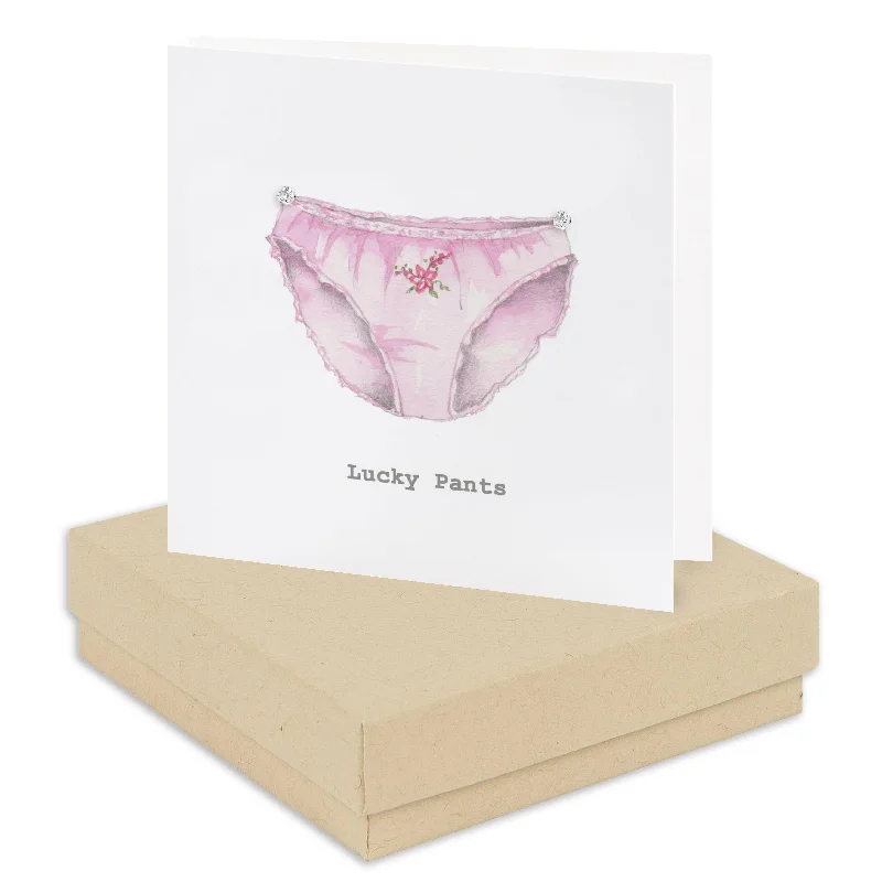 Lucky Pants - Sterling Silver Stud Earrings on Boxed Card - Perfect for Good Luck Gifting