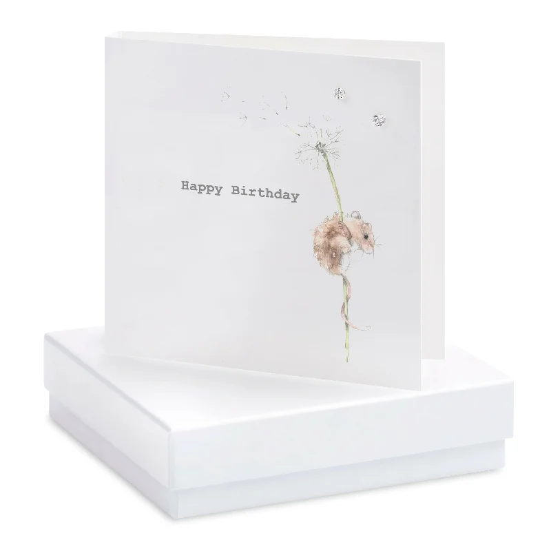 Sterling Silver Crystal Stud Earrings on a Birthday Card - Boxed for Gifting - Adorable and Dainty