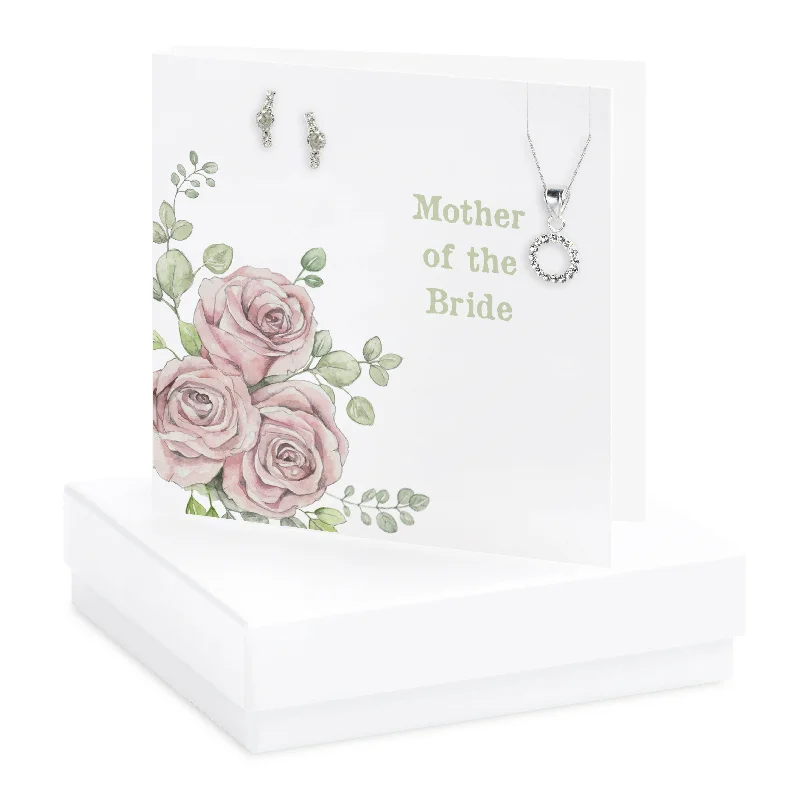 Boxed Rose Mother of the Groom Necklace & Earring Card