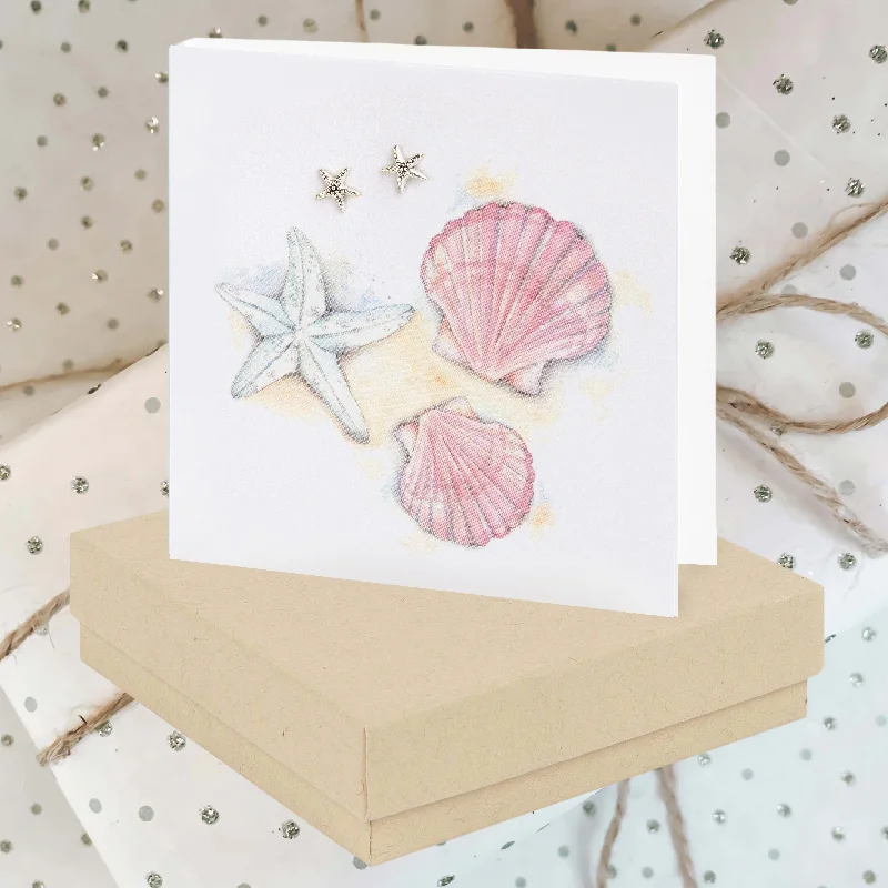 Shell Sterling Silver Stud Earrings on Boxed card - Perfect for Gifting