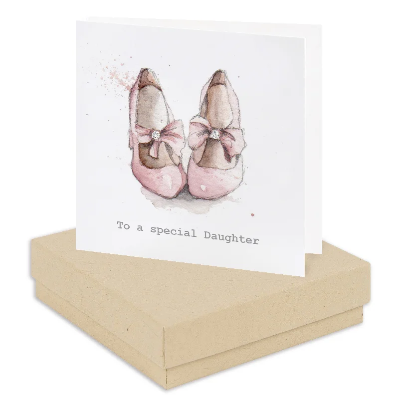 Special Daughter Party Shoes Card - Sterling Silver Stud Earrings with Boxed Card