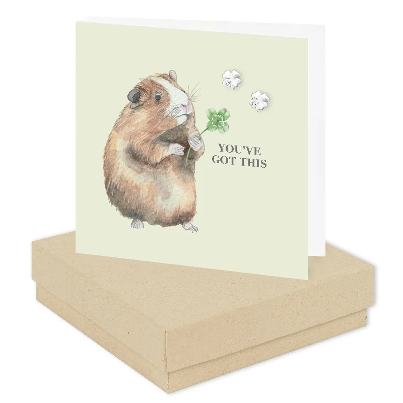 Stylish Boxed Sterling Silver Guinea Pig Stud Earrings on Card - Perfect for Animal Lovers