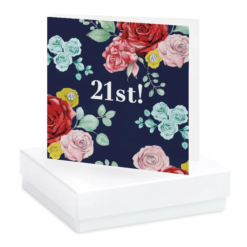 Boxed 21st Birthday Card  Sterling Silver Stud Earrings Set