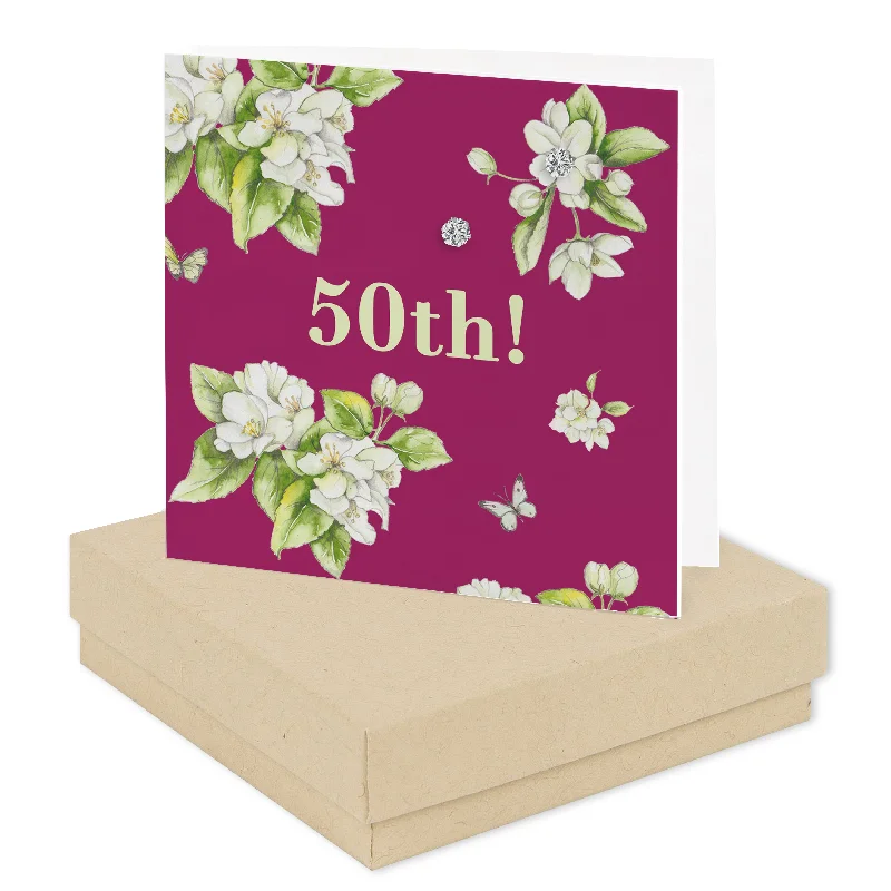 50th Birthday Sterling Stud Earrings Boxed Card Gift Set