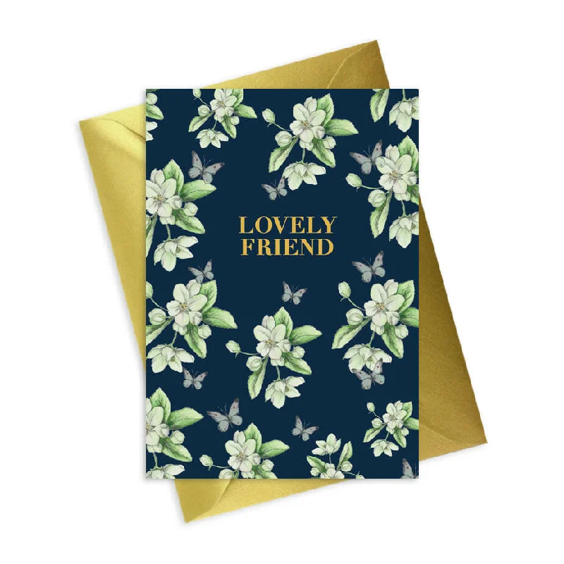 Floral Foiled Lovely Friend Greeting Card - Perfect Gift for A Special Friend