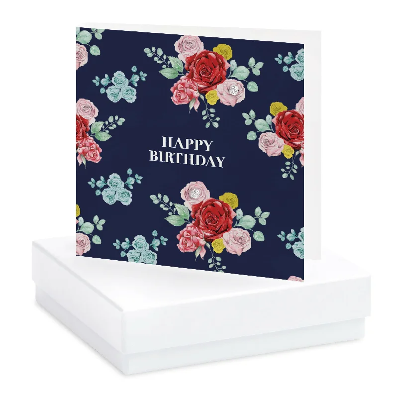 Happy Birthday Sterling Silver Stud Earrings  Card - Perfect Gift Set