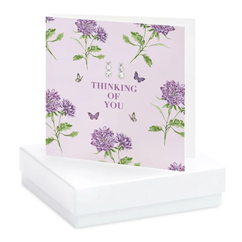 Thinking of You Boxed Card  Sterling Silver Stud Earrings Set