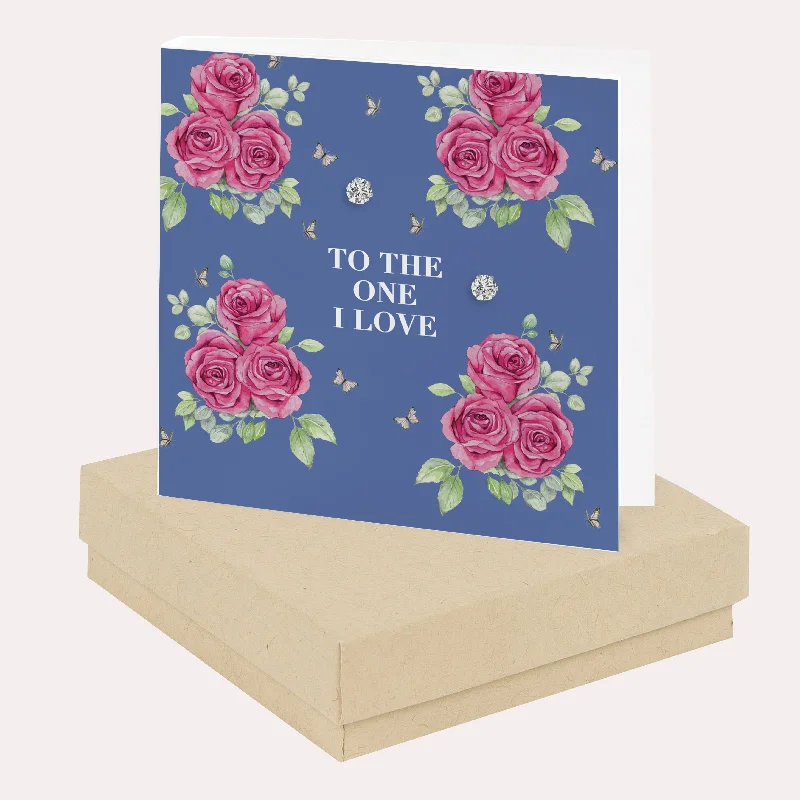 To The One I Love Boxed Card with Sterling Silver Stud Earrings