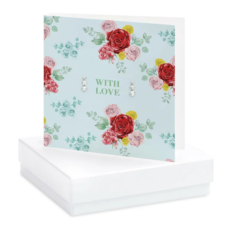 With Love Boxed Card with Sterling Silver Stud Earrings