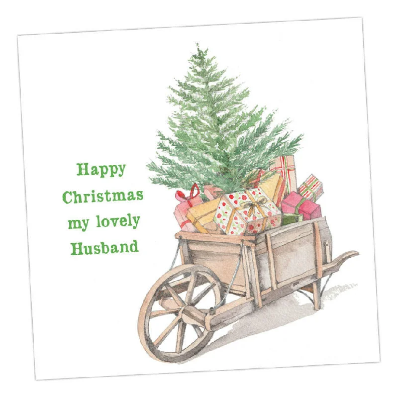 Charming Wheelbarrow Christmas Card for Husband - Festive Greeting for Your Spouse  Holiday Greeting Card