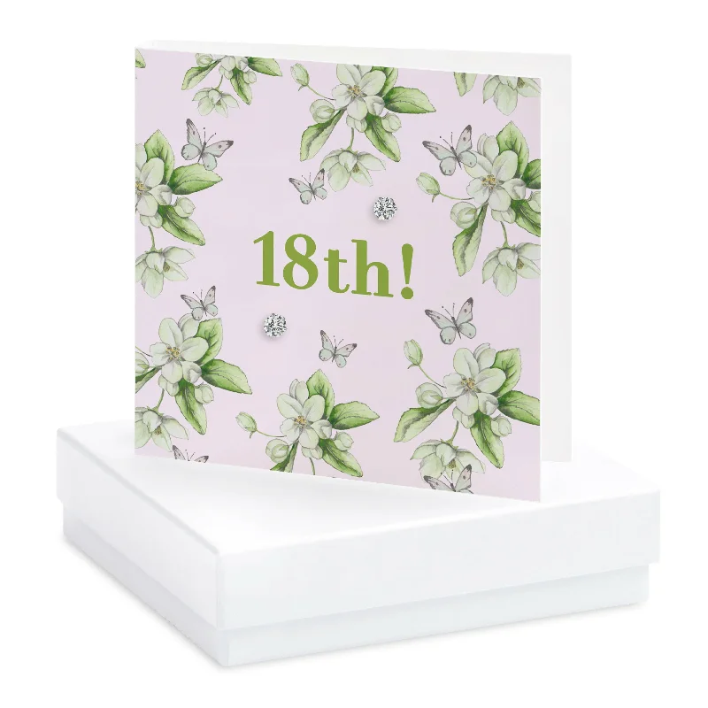 18th Birthday Boxed Card  Sterling Silver Stud Earrings - Perfect Gift