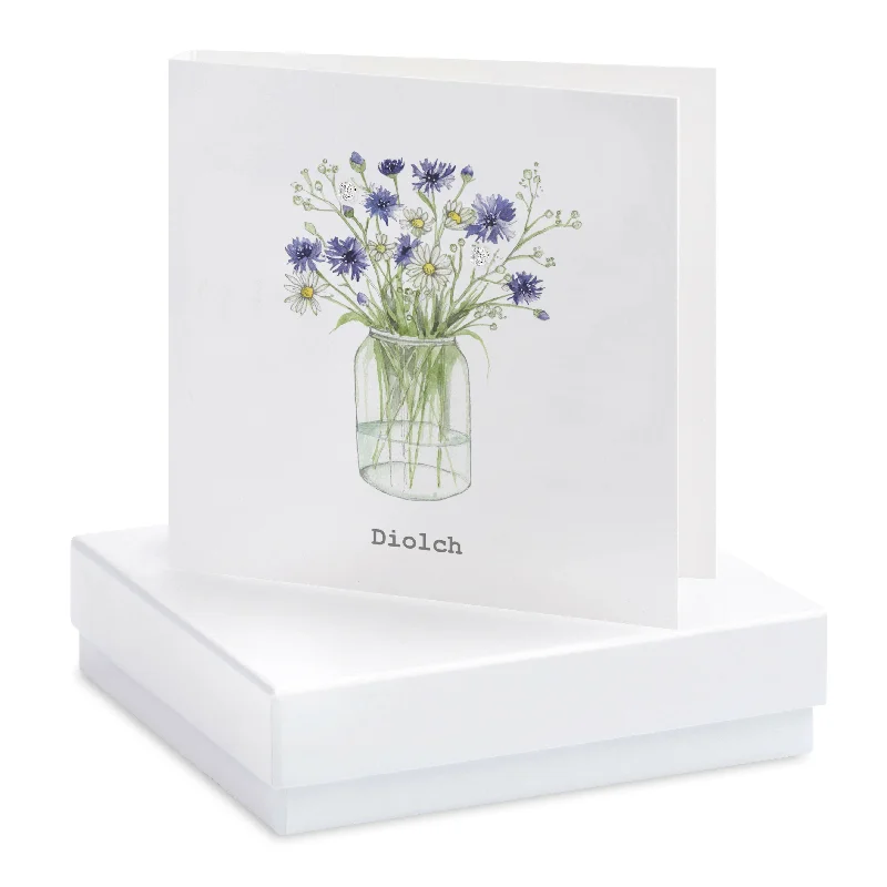 Sterling Silver Stud Earrings - Elegant Boxed Welsh Cornflower Card Included